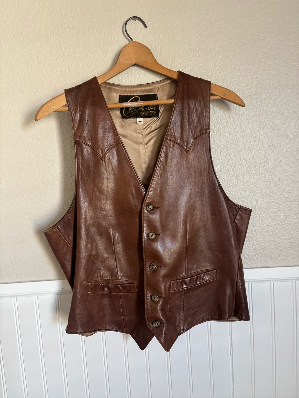 Cutter Brown Leather Vest - Classic Button-Front Women's Vest